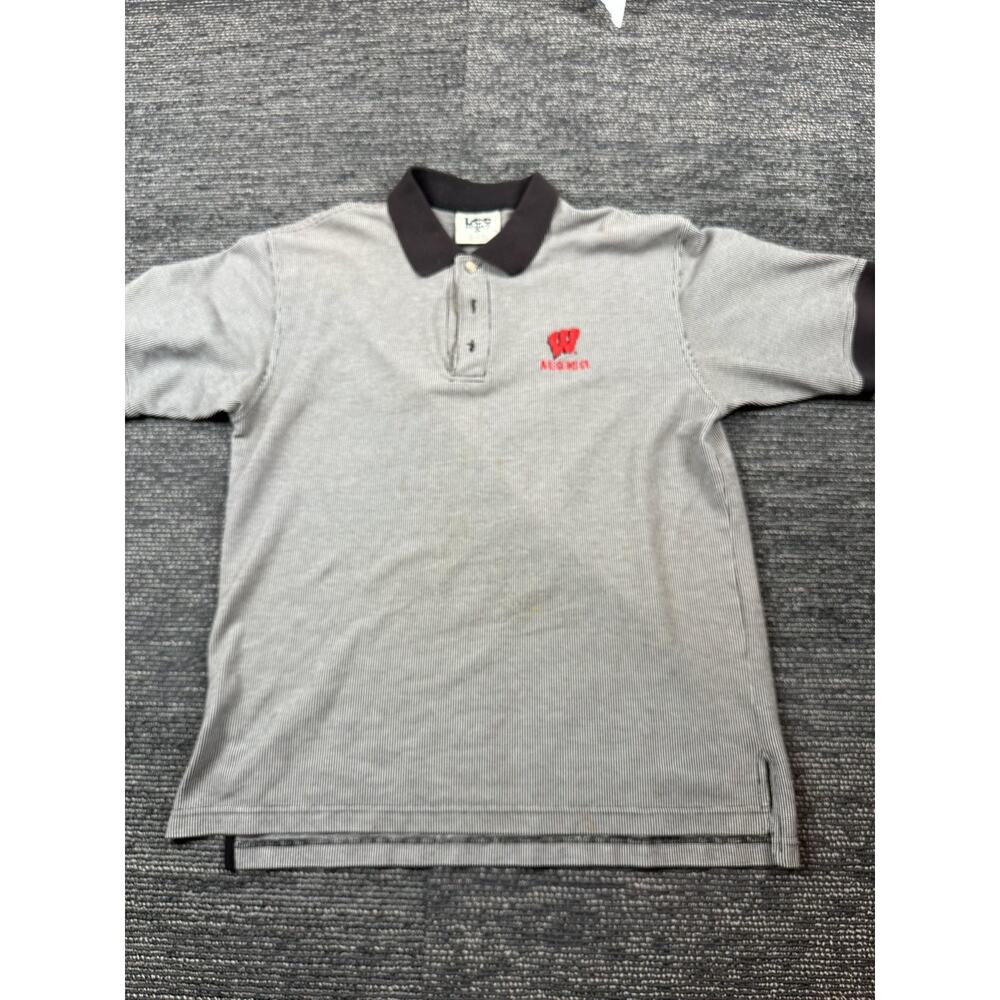 Lee Sport Wisconsin Badgers Vintage Polo Shirt Men's Large Gray